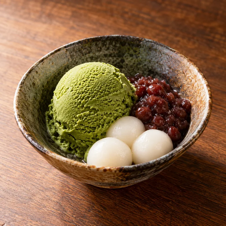 抹茶アイスと白玉